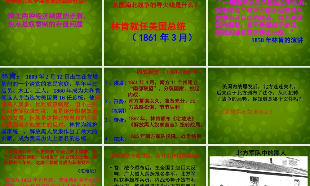 九年级历史上册 第18课(美国南北战争)课件 新人教版 课件