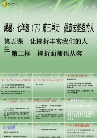 七年级政治下册 第五课第二框挫折面前也从容课件 新人教版 课件