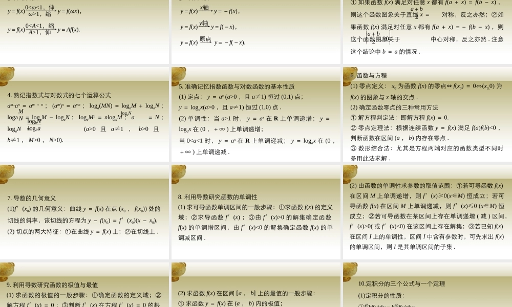 (鲁、京、津专用)版高考数学复习 考前三个月 第三篇 考点回扣2 函数与导数课件 理 课件
