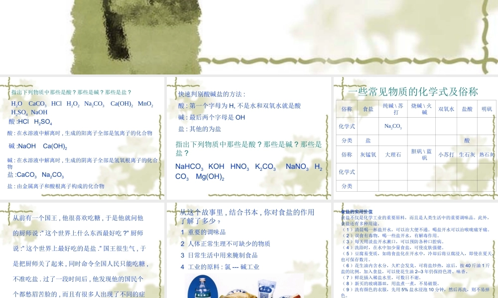 九年级化学下册第十一单元课题1 生活中常见的盐课件人教新课标 课件