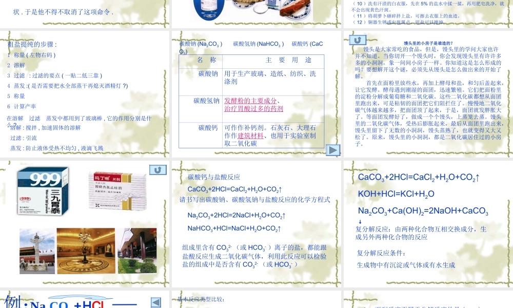 九年级化学下册第十一单元课题1 生活中常见的盐课件人教新课标 课件