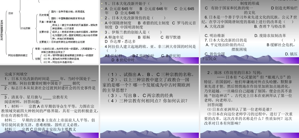 九年级历史 第5课(中古时代的东亚和西亚)课件 北师大版 课件