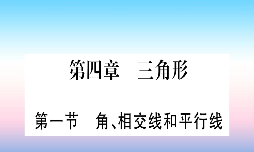 (湖北专版)中考数学总复习 第1轮 考点系统复习 第4章 三角形 第1节 角、相交线和平行线习题课件