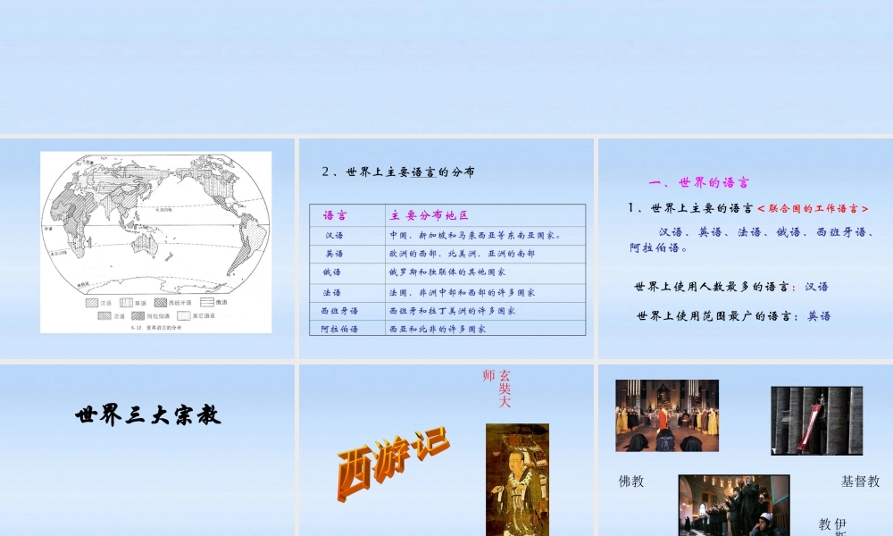 七年级地理上册 第四章世界的主要语言与宗教课件 人教新课标版 课件