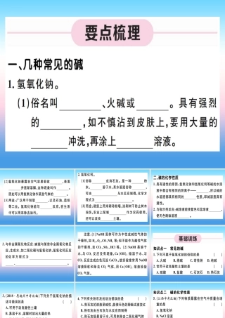 九年级化学下册 第十单元 酸和碱 第3课时 常见的碱 碱的化学性质习题课件 (新版)新人教版 课件
