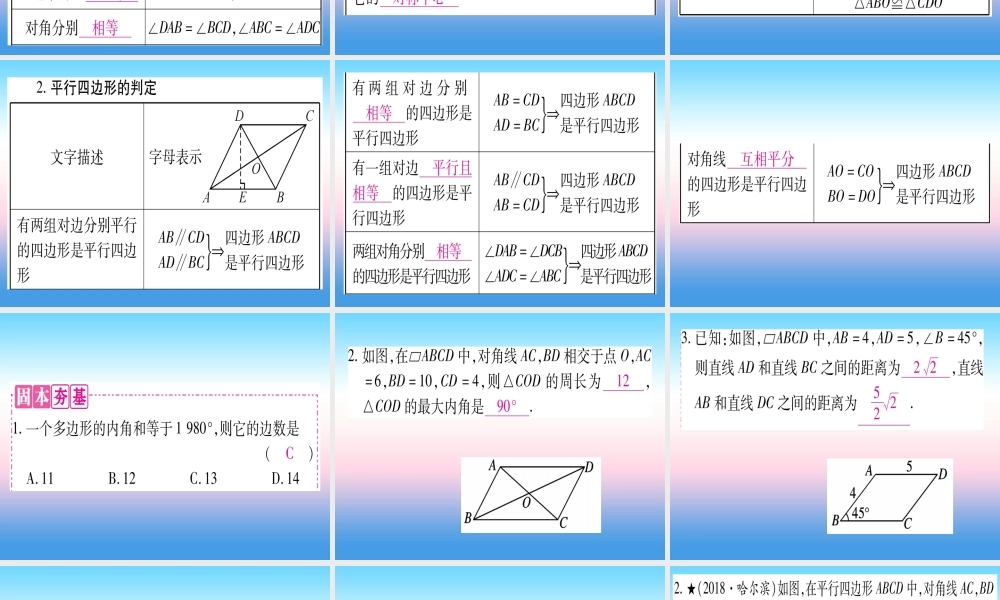 (贵州专版)中考数学总复习 第一轮 考点系统复习 第5章 四边形 第1节 多边形与平行四边形课件
