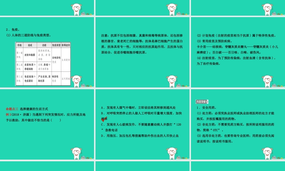 (江西专版)中考生物 第2部分 专题十一 健康地生活复习课件