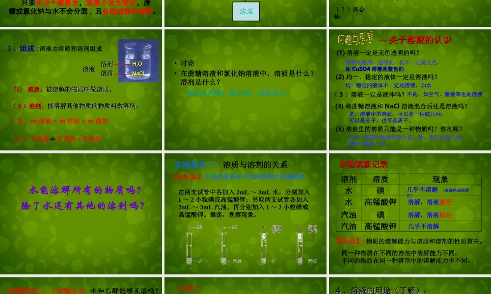 九年级化学下册(91 溶液的形成)课件 (新版)新人教版 课件