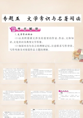 中考语文二轮复习 专题能力提升 第一部分 基础知识及运用 专题五 文学常识与名著阅读(精讲)课件