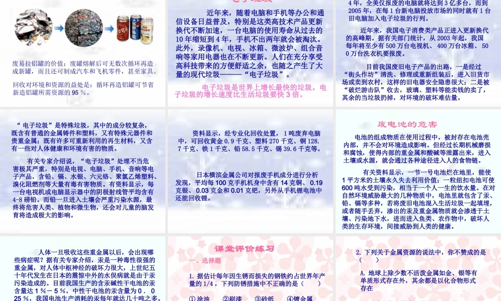 九年级化学金属资源的利用和保护课件示例 课件