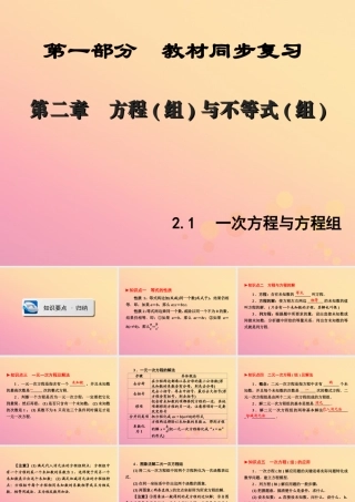 (陕西专版)中考数学新突破复习 第一部分 教材同步复习 第二章 方程组与不等式组21 一次方程与方程组课件