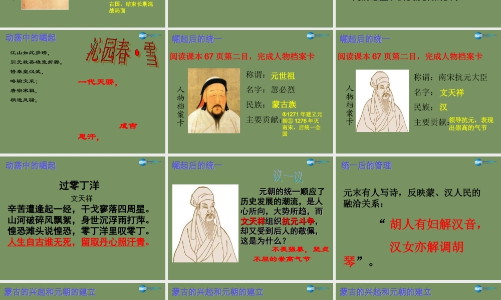 七年级历史下册 第二单元 第12课 蒙古的兴起和元朝的建立课件 新人教版 课件