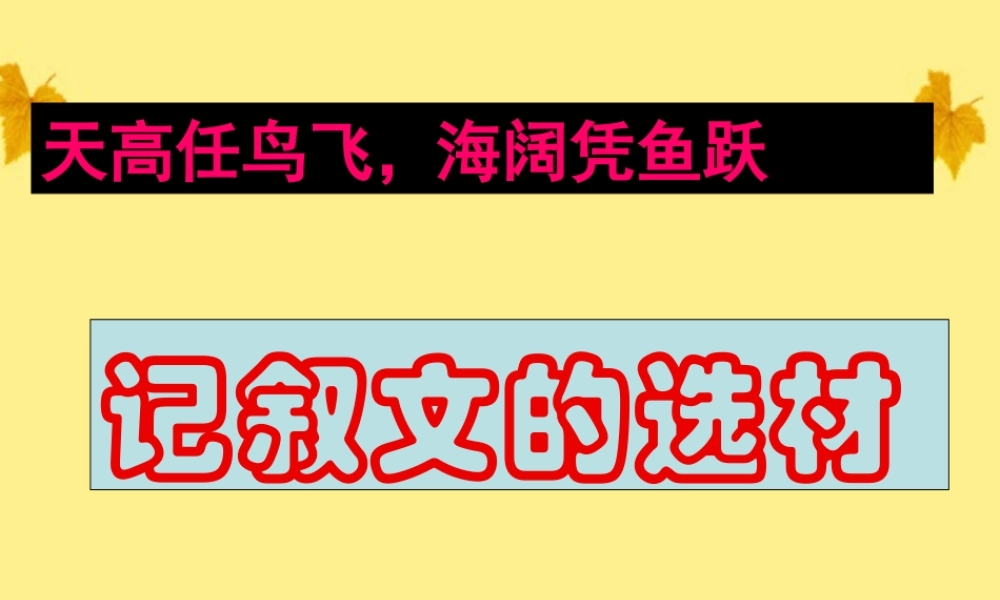 11—12年高三语文 作文指导 记叙文的选材课件
