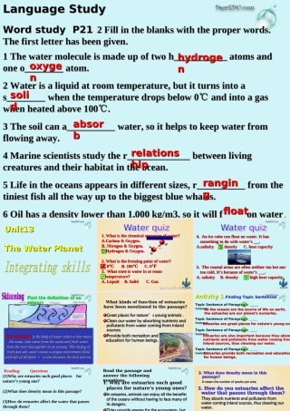unit13(integrating  skills) 湖北省高二英语下学期Unit13The water planetw全单元课件 人教版 湖北省高二英语下学期Unit13The water planetw全单元课件 人教版