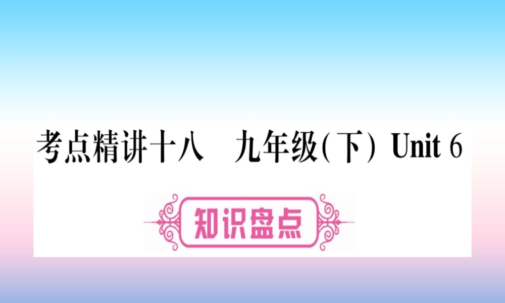 中考英语准点备考 第一部分 教材系统复习 考点精讲十八 九下 Unit 6课件