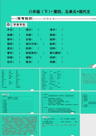 中考语文总复习 第一部分 教材基础自测 八下 第四、五单元 现代文课件 新人教版 课件
