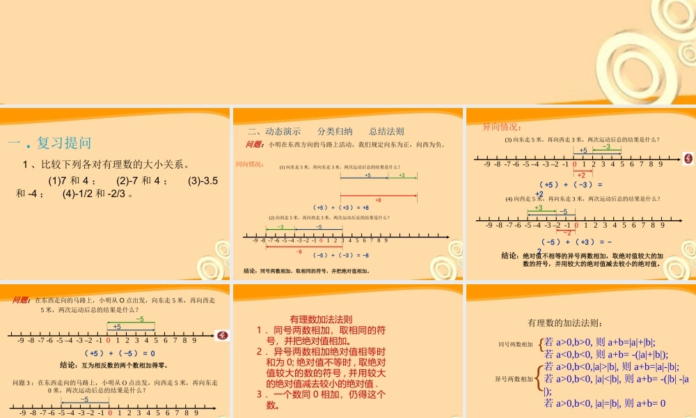 七年级数学上册 1.3 有理数的加法课件(1)人教新课标版 课件