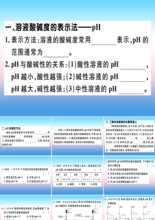 九年级化学下册 第十单元 酸和碱 课题2 第2课时 溶液酸碱度的表示法—pH习题课件 新人教版 课件