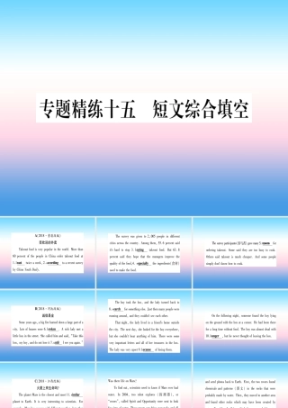中考英语准点备考 专题精练十五 短文综合填空课件