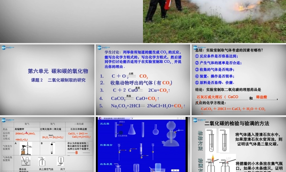 九年级化学上册 第6单元 课题2 二氧化碳制取的研究课件 (新版)新人教版 课件