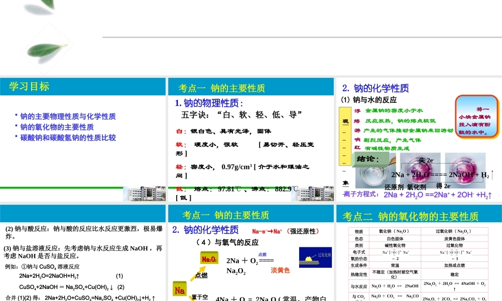 九年级化学(钠及其化合物)课件 人教版 课件
