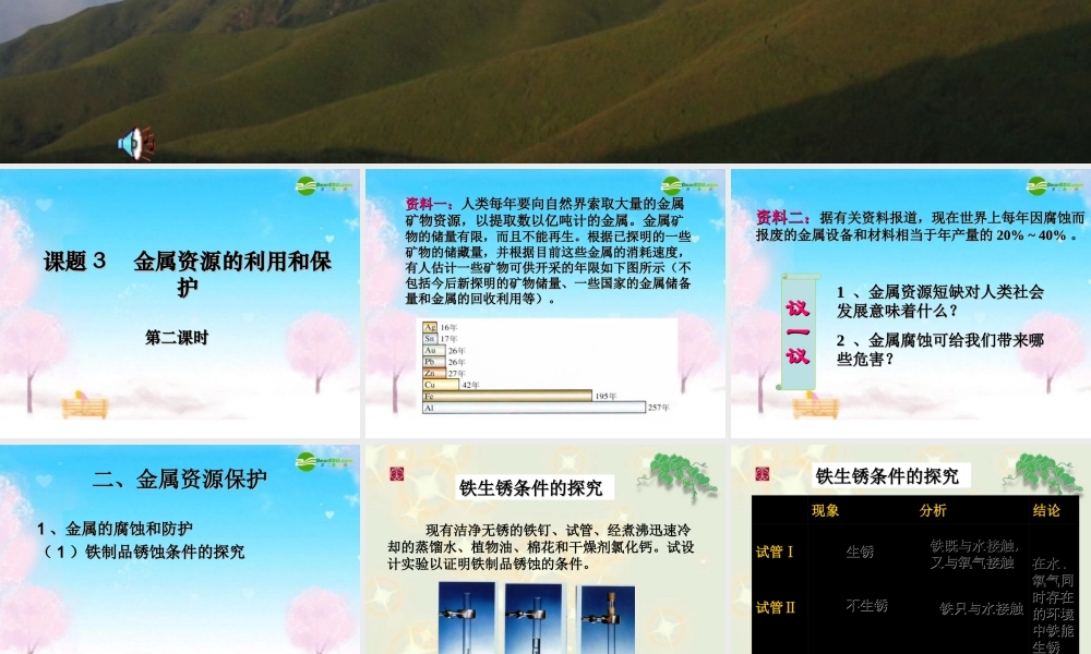 九年级化学下册 金属资源的利用和保护课件 人教新课标版 课件
