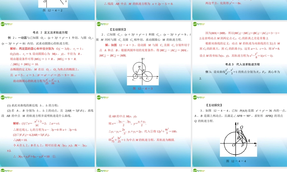 (高考风向标)高考数学一轮复习 第十二章 第4讲 轨迹与方程精品课件 理 课件