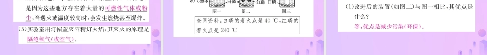 九年级化学上册 第七单元 燃料及其利用 实验活动3 燃烧的条件(增分课练)习题课件 (新版)新人教版 课件