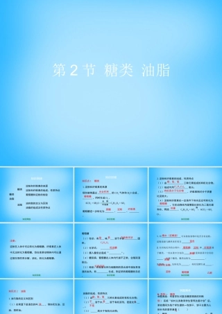 九年级化学下册 第8章 第2节(糖类、油脂)复习课件 (新版)沪教版 课件
