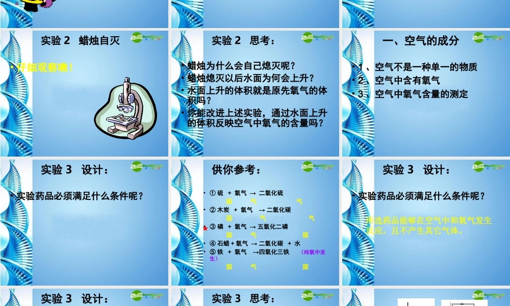 九年级化学上册 课题1 空气第一课时课件 人教新课标版 课件