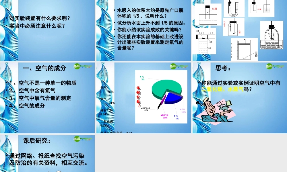 九年级化学上册 课题1 空气第一课时课件 人教新课标版 课件