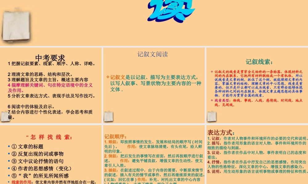 中考语文 记叙文阅读复习课件