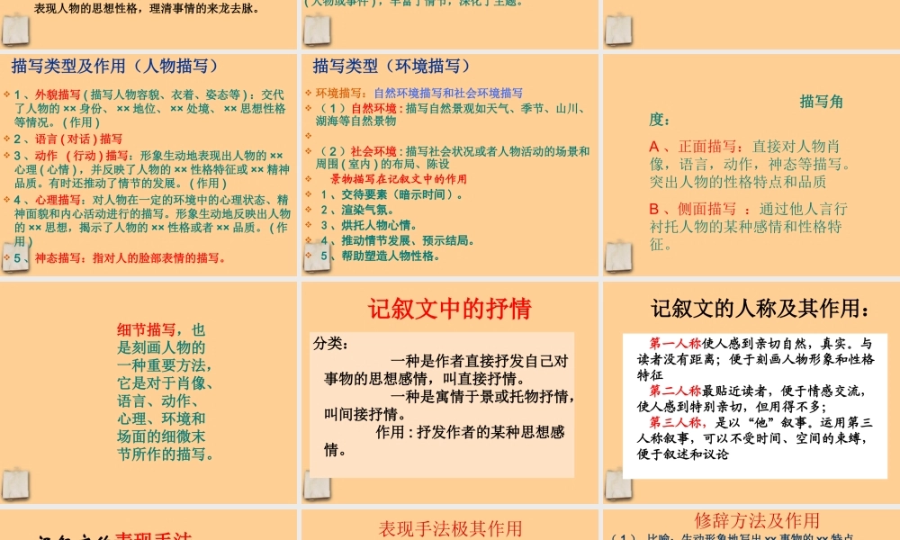 中考语文 记叙文阅读复习课件
