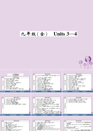 中考英语总复习 第一篇 教材知识梳理篇 九全 Units 3 4(精讲)课件