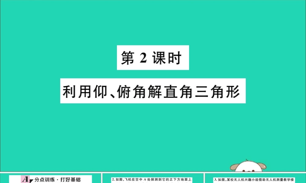 (湖北专用)九年级数学下册 第28章 锐角三角函数 28.2 解直角三角形及其应用 28.2.2 应用举例 第2课时 利用仰、俯角解直角三角形习题讲评课件 (新版)新人教版 课件