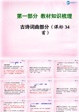 中考语文总复习 第一部分 教材知识梳理 古诗词曲部分 九上精讲课件 苏教版 课件