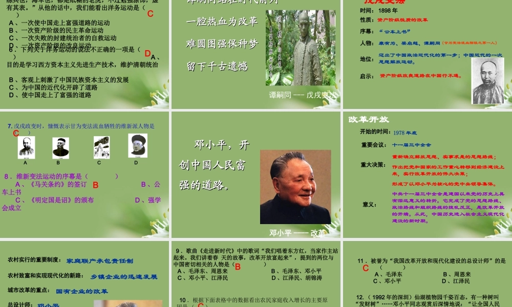 九年级历史 中外历史上的重大改革课件