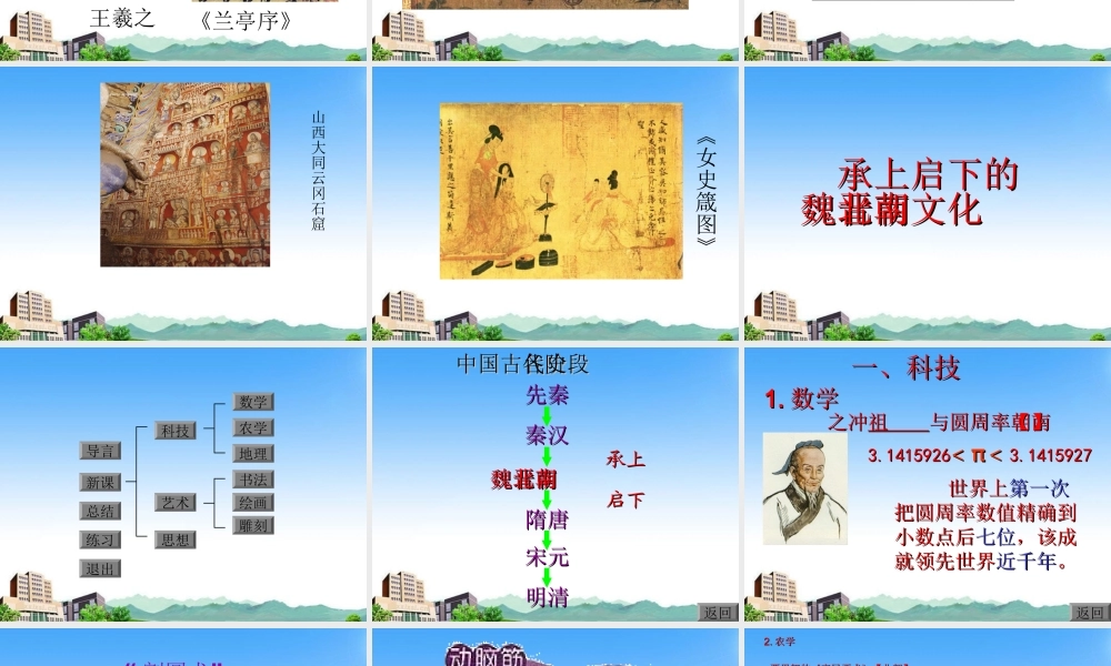 七年级历史上册 第四单元第21课(承上启下的魏晋南北朝文化)课件 人教新课标版 课件