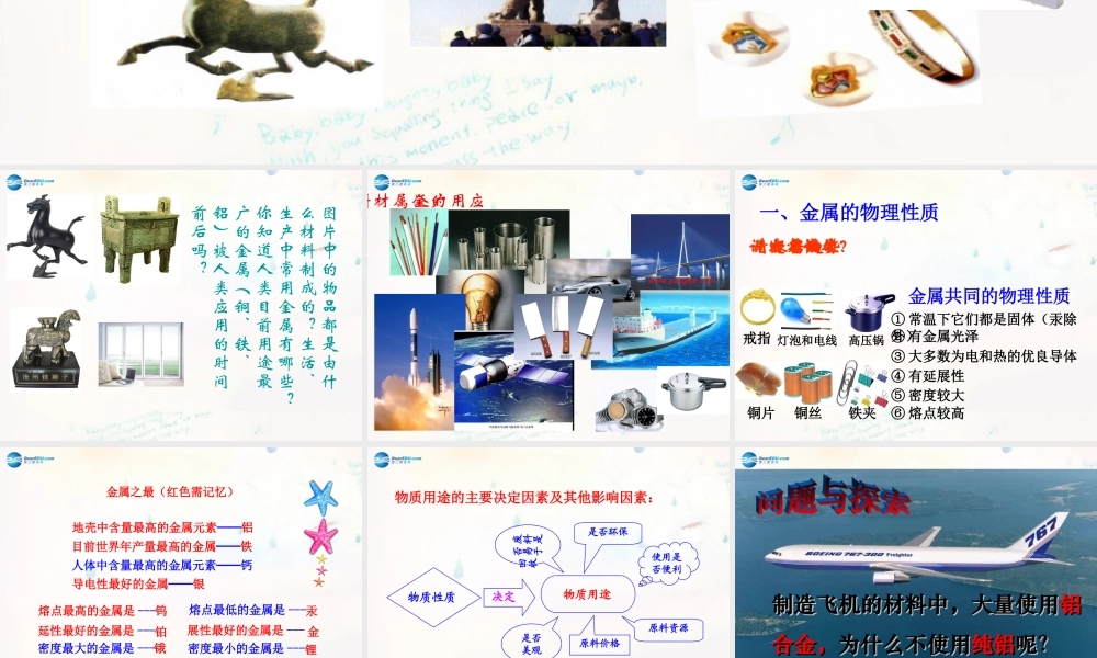 九年级化学下册 91 常见的金属材料课件 (新版)鲁教版 课件