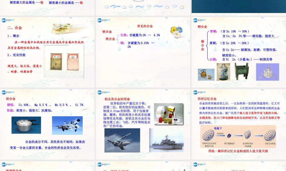 九年级化学下册 91 常见的金属材料课件 (新版)鲁教版 课件