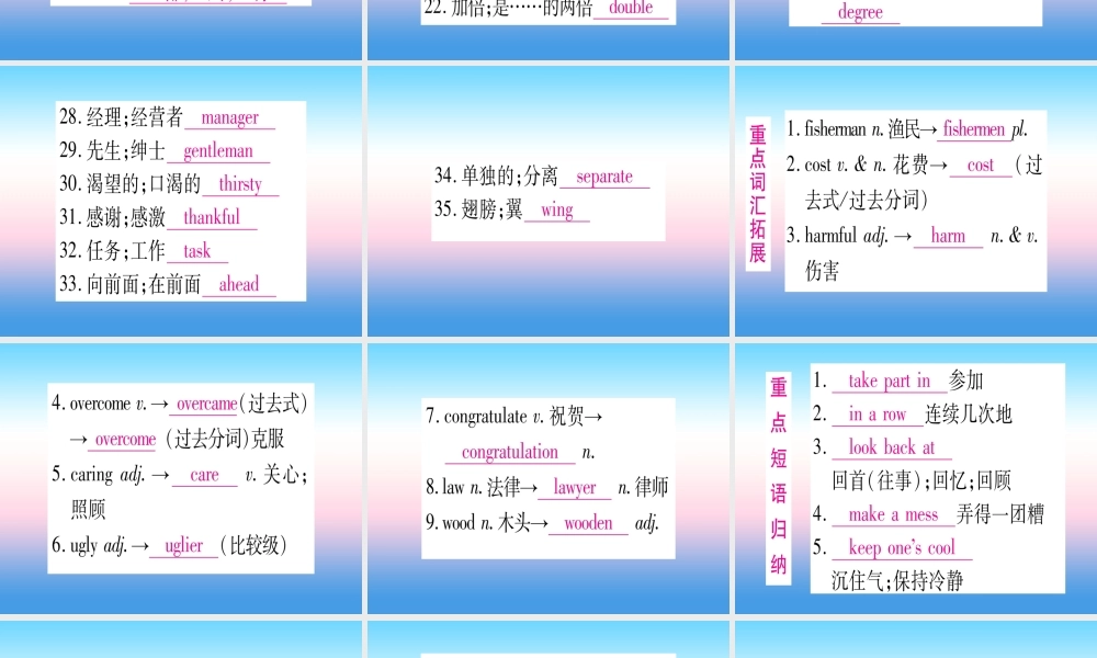 (湖北专用版)版中考英语复习 第一篇 教材系统复习 考点精讲二十二 九全 Units 13 14实用课件