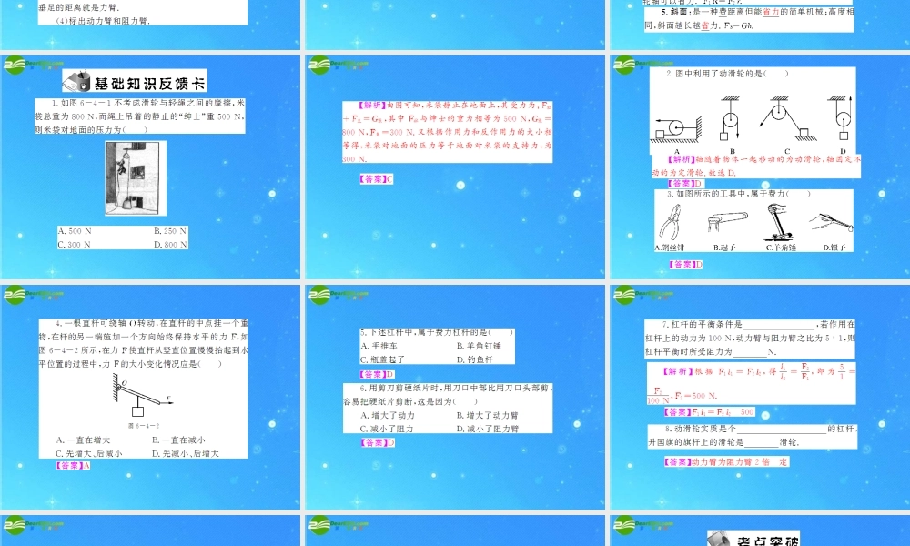 中考物理复习 第6单元第4讲 杠杆 简单机械课件 人教新课标版 课件