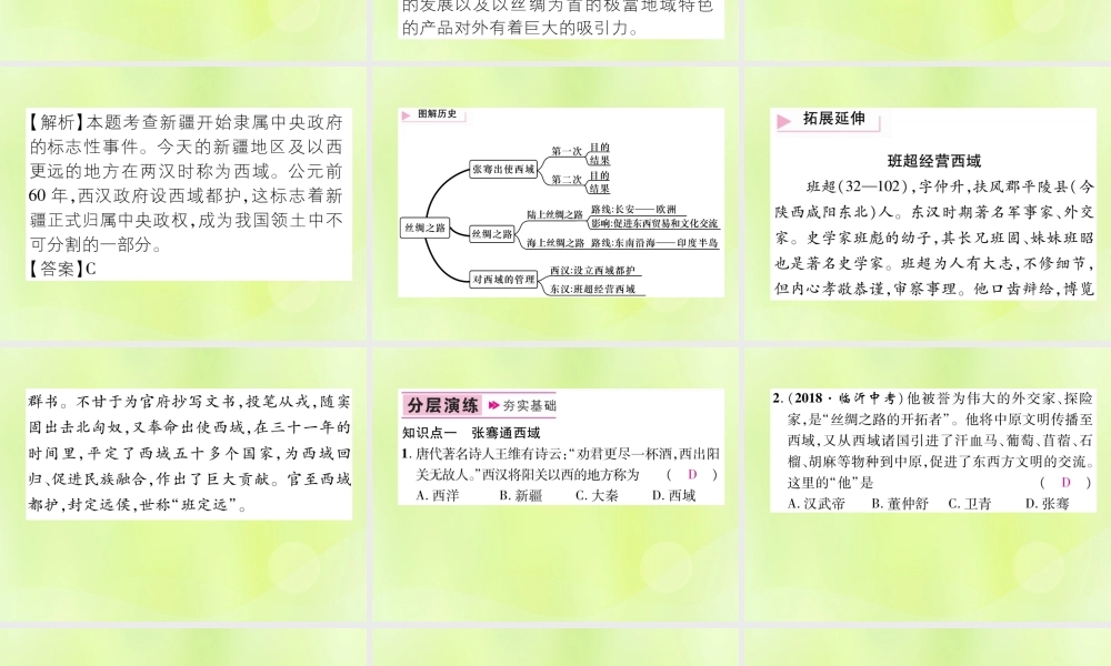 七年级历史上册 第3单元 秦汉时期：统一多民族国家的建立和巩固 第14课 沟通中外文明的 丝绸之路 课件 新人教版 课件