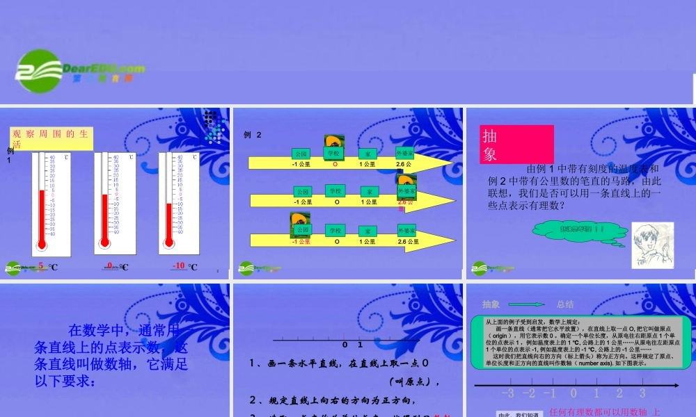 七年级数学上册 上1.2数轴，相反数与绝对值课件 湘教版 课件