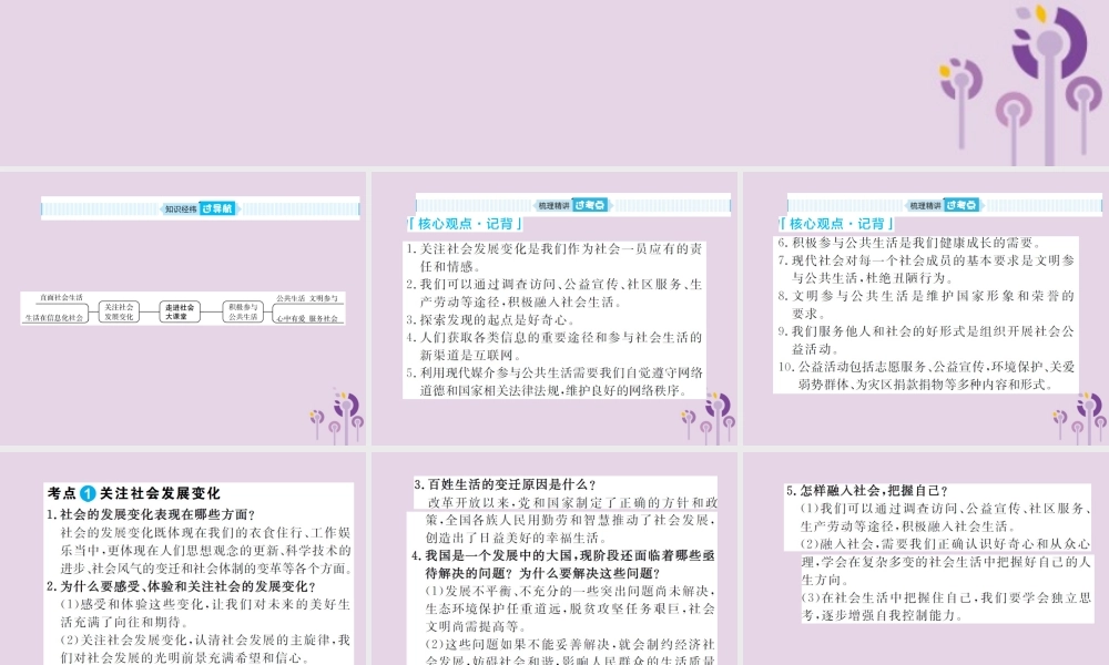 中考道德与法治总复习 九上 第二单元 走进社会大课堂课件