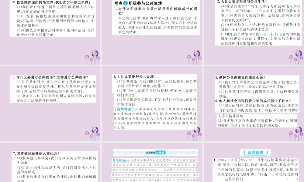 中考道德与法治总复习 九上 第二单元 走进社会大课堂课件