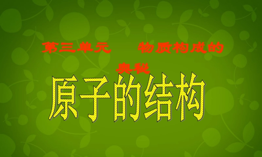 九年级化学上册(3.2 原子的结构)课件 (新版)新人教版 课件