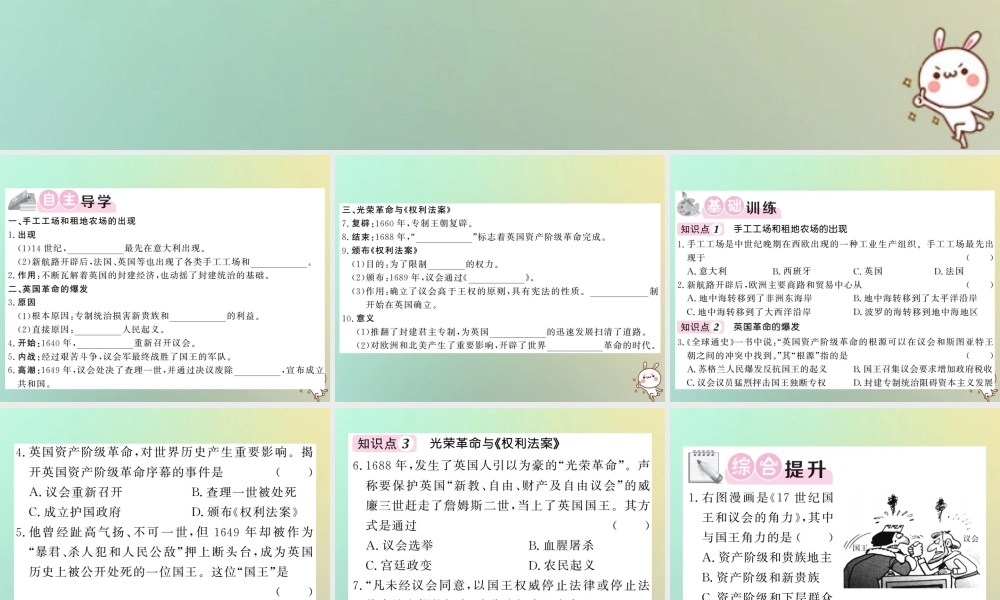 九年级历史上册 第四单元 近代的开端和新制度的确立 第14课 英国资产阶级革命课件 岳麓版 课件