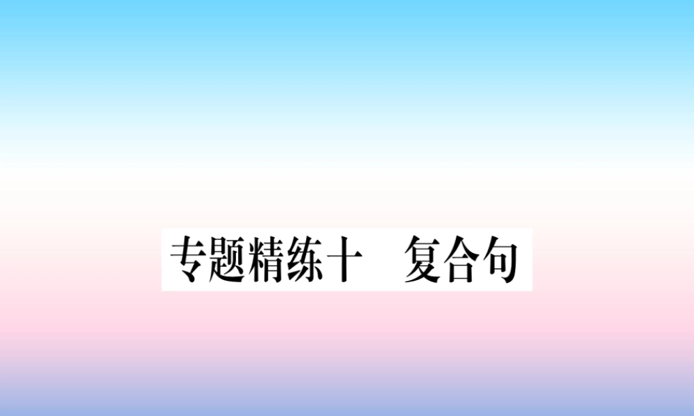 中考英语准点备考 专题精练十 复合句课件