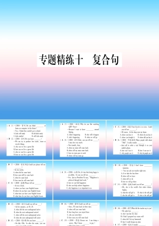 中考英语准点备考 专题精练十 复合句课件